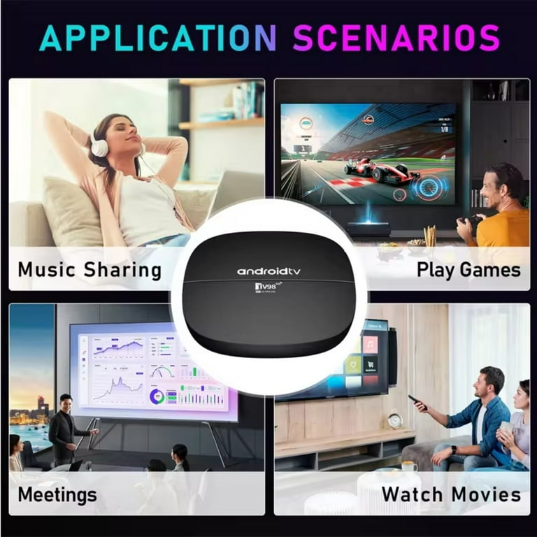 TV98 ATV Tv Box Android 13 ATV Allwinner H313 with BT Voice Remote