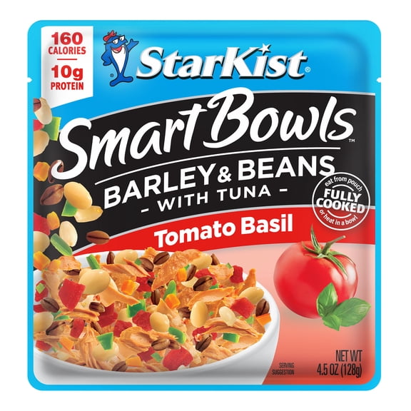 StarKist Smart Bowls Tomato Basil Barley and Beans with Tuna, 10g Protein, 4.5 oz Pouch