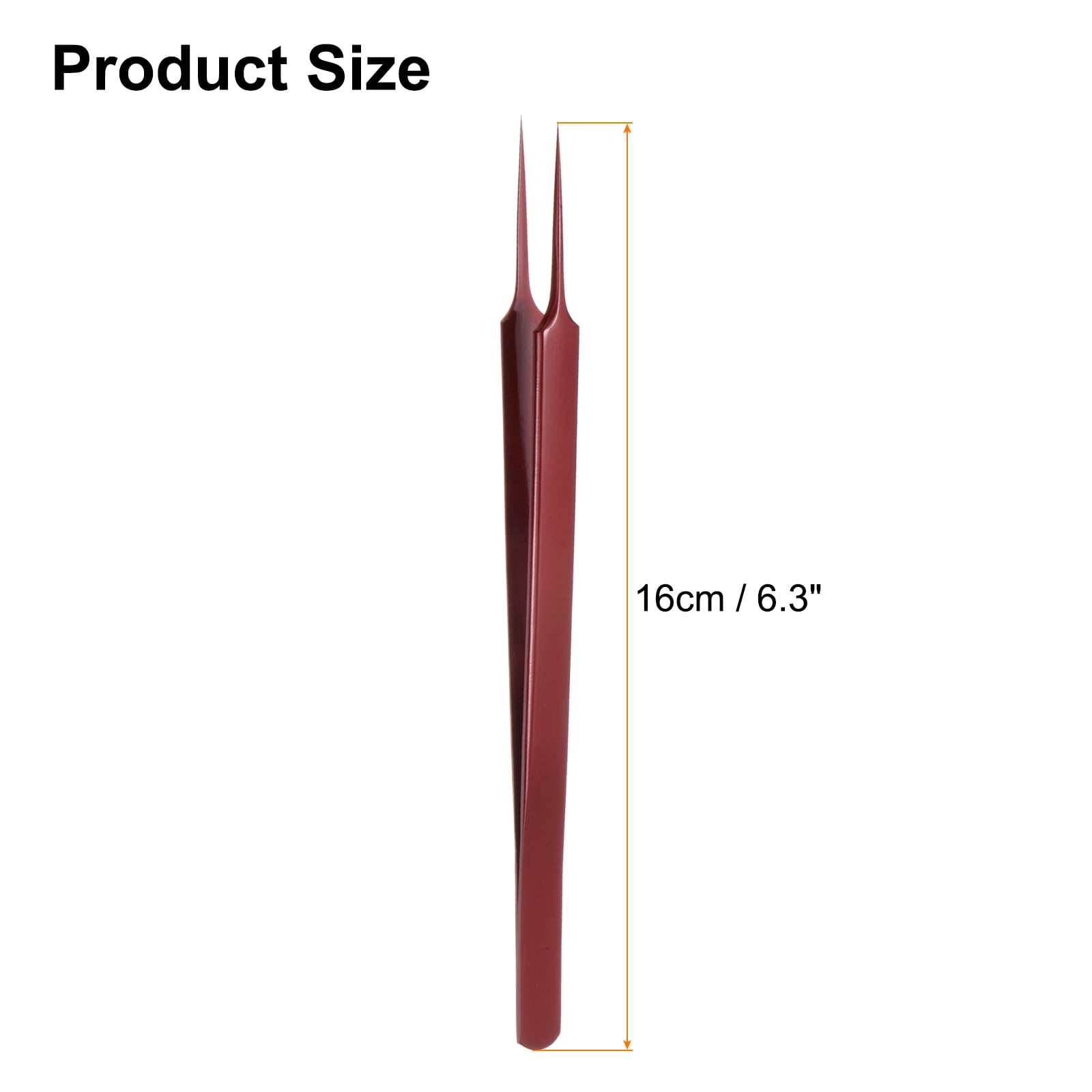 10pcs Stainless Steel Precision Tweezers 6.3" Long Handle Pointed Tip Tweezers for Craft Laboratory, Red