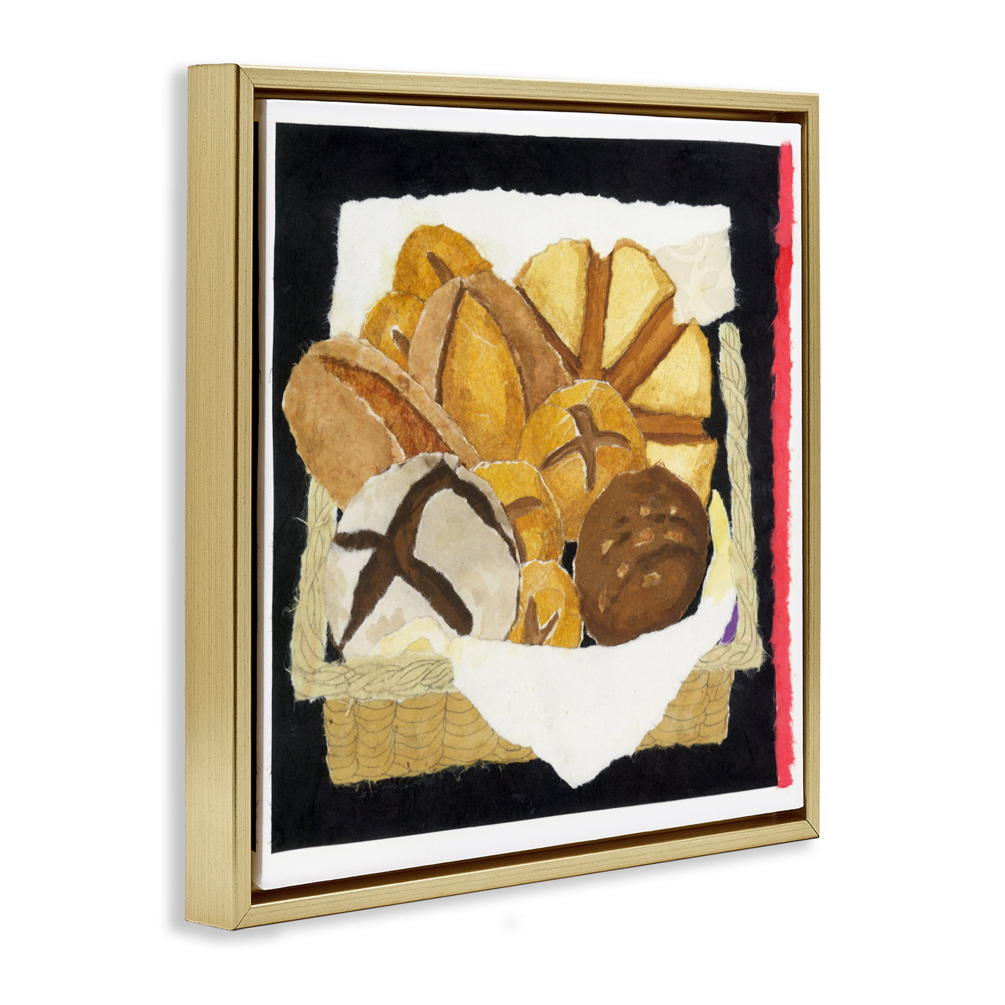 Stupell Industries Bread Box and Stripe Gold Framed Floater Canvas Wall Art, design by Nancy Overton