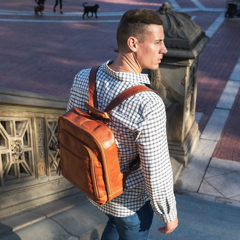 JACK GEORGES Buffalo Leather Voyager Hand Stained Proffesional Backpack Jack Georges Voyager Professional Leather Laptop Backpack  main image 4