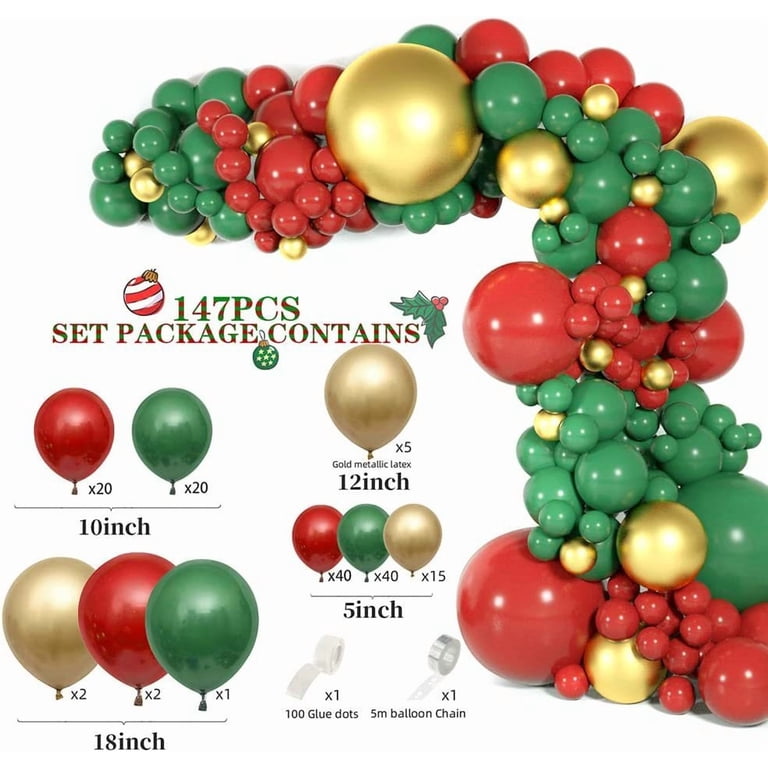 MMTX Christmas Theme Balloon Garland Decoration, Green Christmas
