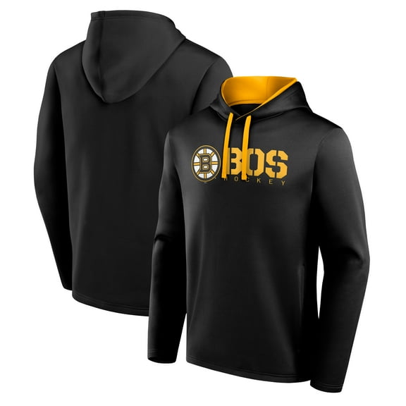 Men's Logo Athletic Black Boston Bruins Head Start Pullover Hoodie