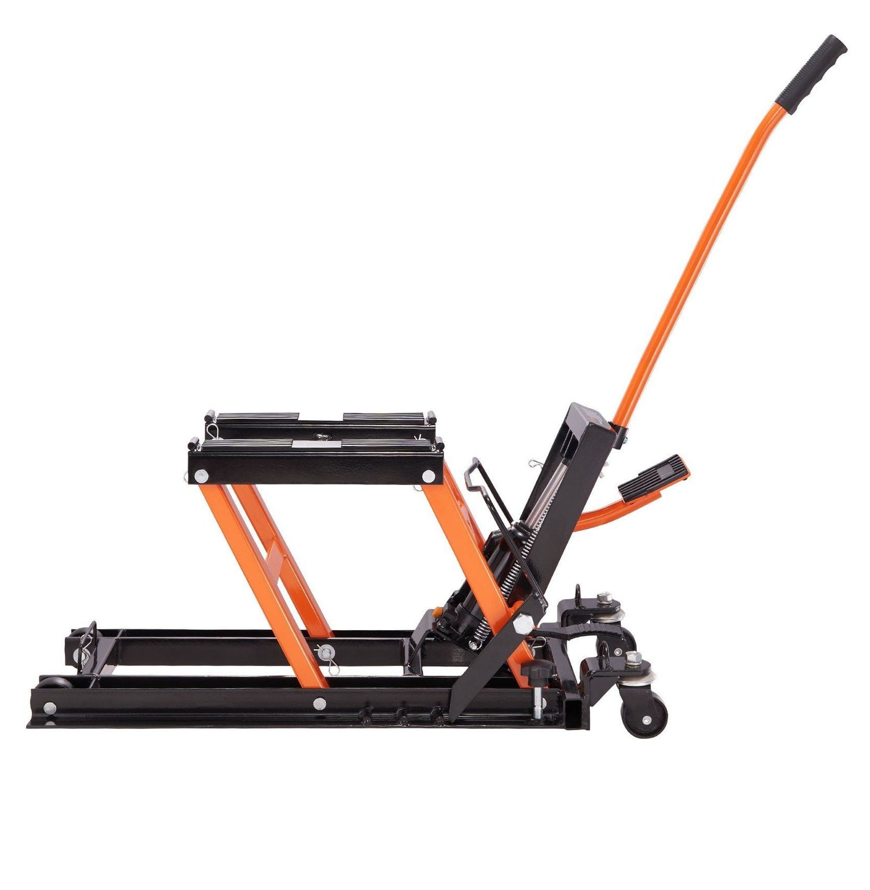 Hydraulic Motorcycle Jack Stand, 1500LB Capacity Scissor Lift for ATV/UTV, Foot-Operated with Wheels