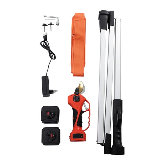 Electric Pruner Cordless Pruning Shears with High Reach Extension Pole Tool Belt Electric Cordless Pruning Shear Carbon Steel Sharp Blade Tree Garden Trimmer