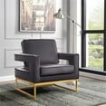 thumbnail image 2 of Meridian Furniture Noah Gray Velvet Accent Chair with Gold Iron Base, 2 of 5