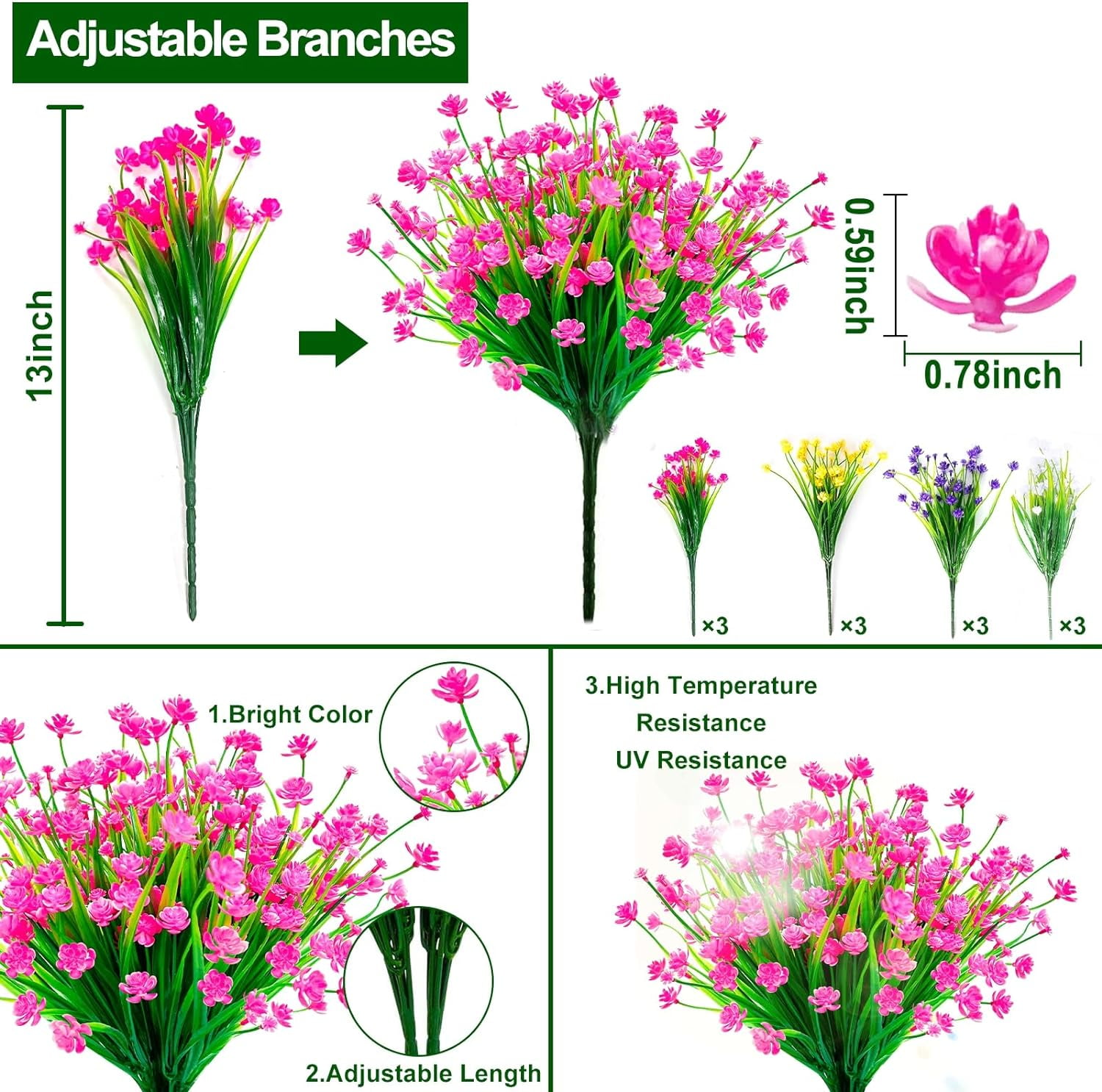 Corn Flower Artificial Flowers for Outdoor UV Resistant Fake Plants, Faux Plastic Flower Artificial Plants for Home Window Box Porch Indoor Cemetery Spring Summer Decor(White)