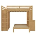 thumbnail image 6 of Newest Queen over Twin Bunk Bed with Dismountable Lower Bed & Desk - Solid Wood Frame, Built-in Wardrobe & Shelves, Convertible to Loft Bed, Natural, 6 of 9