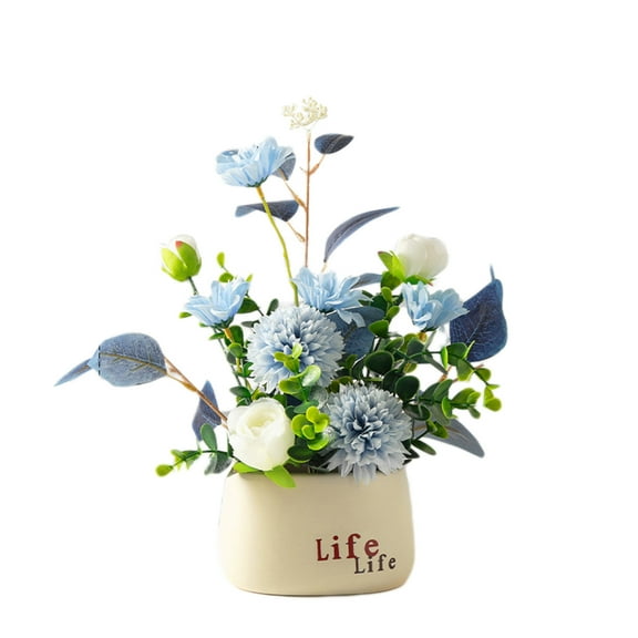MERILER Ceramic Vase with Artificial Flower Set - Lifelike Home Decor for a Natural and Vibrant Ambiance