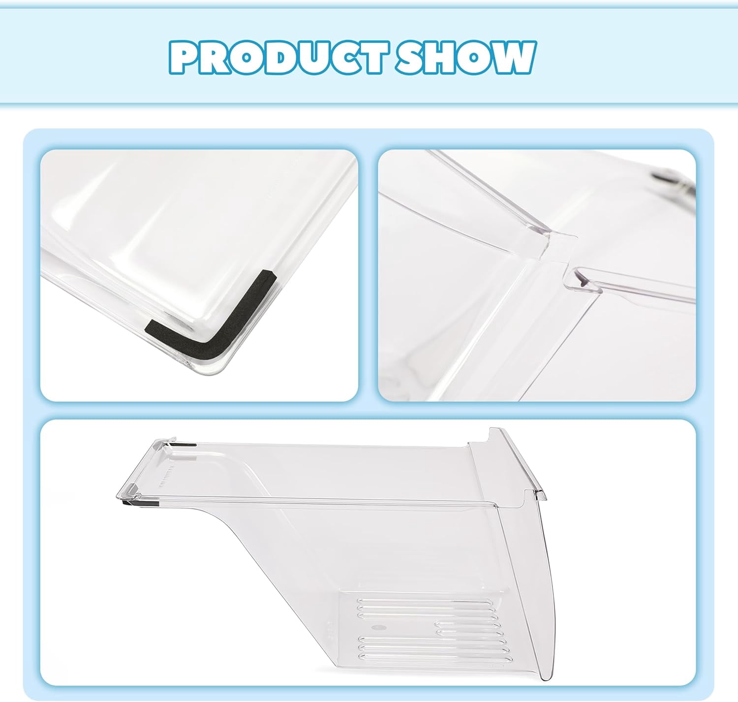 2 Pack 240337103 Refrigerator Crisper Bin Drawer Replacement Compatible with Frigidaire Kenmore Replacement For 240337107, 240337102, 240337105, 240337108, 240323007, 240337100, AP211574