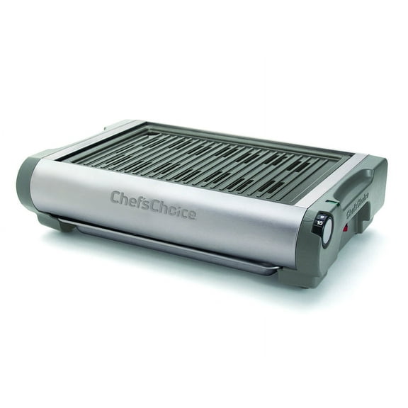 Chef'sChoice 878 Professional Indoor Electric Grill with Removable Nonstick Plate Stainless Steel Drip Tray and Features