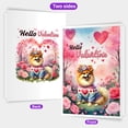 thumbnail image 2 of Hello Valentine’s Day Pomeranian Flower Crown Romantic Pink Floral 5x7in Folded Greeting Card Pom Dog Lover Gifts Single Note Card with Envelope - 00031, 2 of 5