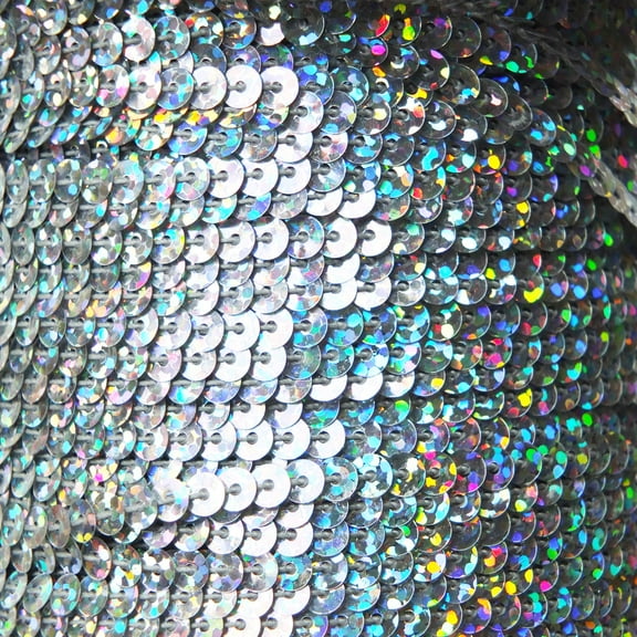 Silver Sequin Trim 4mm Center Stitched Hologram Glitter Multi Reflective Metallic Made in USA