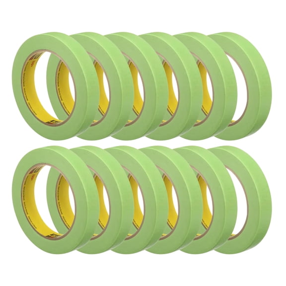 3M 233 Green Masking Tape 26334, 0.75" x 60.1 yd, Pack of 12 Rolls – High-Performance Automotive and Industrial Painter's Tape