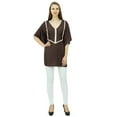 thumbnail image 2 of Bimba Women's Summer Top Ethnic Style Cotton Kaftan Style Tunic Blouse With Lace, 2 of 9