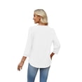 thumbnail image 6 of WIHOLL Women's 3/4 Sleeve Tops Dressy Casual Pleated Business Work Blouses Office Shirts, 6 of 11