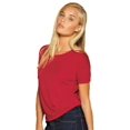 thumbnail image 1 of Bella Women's Cutout Back Flowy T-Shirt, Red M, 1 of 2