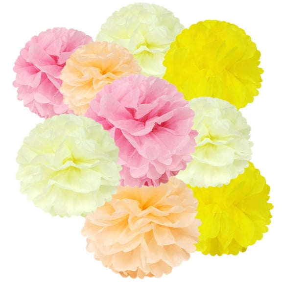 Wrapables® Set of 12 Tissue Pom Pom Party Decorations for Weddings, Birthday Parties Baby Showers and Nursery Decor, Pink/Peach/Ivory/Yellow