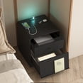 thumbnail image 5 of Nightstand with 2 Drawers,Smart Nightstand Bedside Tables with Night Light,Modern End Table for Bedroom,Living Room,Black, 5 of 8