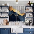 thumbnail image 2 of Navy Blue Geometric Kitchen Curtains 84 Inch Length, Modern Abstract Luxury Golden Grommet Top Bedroom Living Room Curtains, Light Filtering Cafe Curtain Drapes 2 Panels Set 104''x84'', 2 of 9