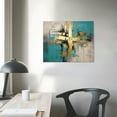 thumbnail image 3 of ARISTURING Teal Grey Canvas Wall Art: Blue Gray Abstract Picture for Living Room, Framed Turquoise Gold Painting Bedroom Office Home Decoration, 3 of 4