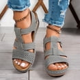thumbnail image 4 of IEMIEMIEM Women's Wedge Orthopedic Sandals Comfortable Open Toe Summer Sandals Comfortable Hollow Out Sandal with Arch Support Gray 5.5 Wide, 4 of 5