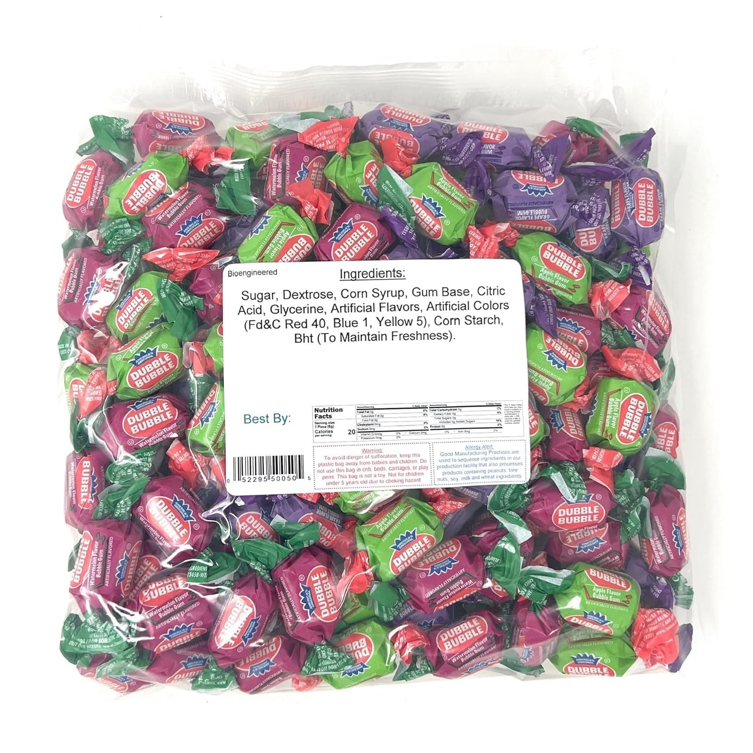 YANKEETRADERS® Triple Fruit Flavor Dubble Bubble Wrapped Bubble Gum - 4 lbs.