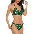 thumbnail image 2 of NICKSUN Ensemble Bikini Imprimé Trèfle Vert pour Femmes, Maillots de Bain 2 Pcs String Licou Triangle, 2 of 6
