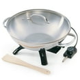 thumbnail image 1 of Presto 1500 Watt Stainless Steel Electric Wok with Glass Lid and Wooden Spatula, 1 of 11