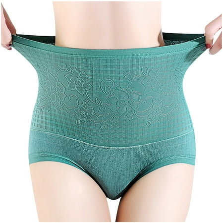 JINMGG Womens Plus Size Clearance $5 Women s Underwear Panties Seamless Flower Print High-waist Lace Intimates Dark Blue M