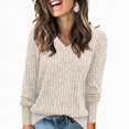 thumbnail image 2 of Towmus Long Sleeve Shirts for Women Tunic Sweaters Casual V Neck Fall Winter Fashion Clothes Basic Tees, Sizes S-2XL, 2 of 5