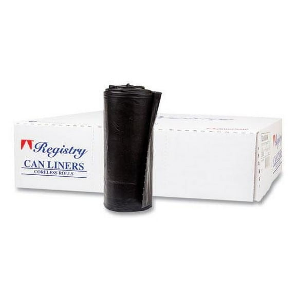 Inteplast Group High-Density Can Liner 38 x 60 60gal 17mic Black 25/Roll 8 Rolls/Carton S386017K