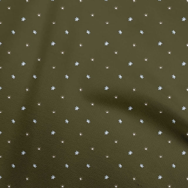 oneOone Tissu Polyester Spandex Vert Olive Foncé Tissu Floral pour Robe Tissu Imprimé Tissu au Mètre 56 Pouces de Large