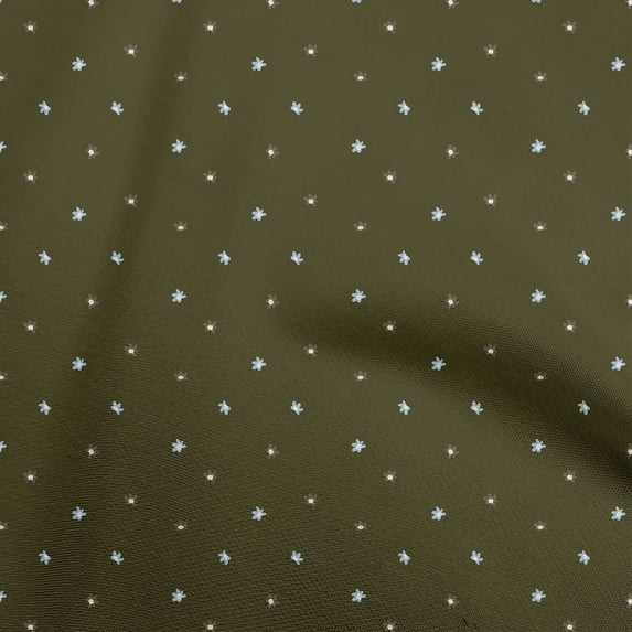 oneOone Cotton Poplin Dark Olive Green Fabric Floral Sewing Craft Projects Fabric Prints By Yard 56 Inch Wide