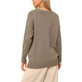 thumbnail image 3 of INSPIRE CHIC Cable Knit Sweater for Women's Crewneck Long Sleeve Casual Oversized Pullover Sweater Top XS Light Brown, 3 of 6