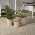 thumbnail image 2 of DecMode 7", 6", 5"W Pink Ceramic Geometric Planter with Layered Square Shaped Grooves (3 Count), 2 of 9