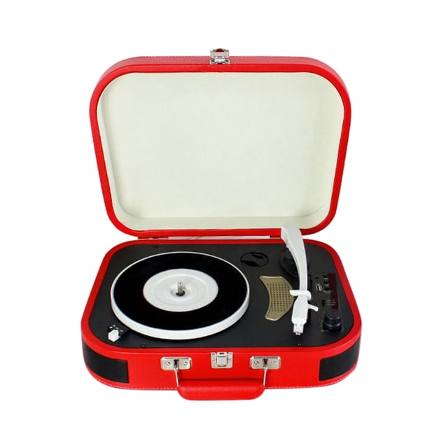 Vintage fonógrafo 3-velocidad BT portátil maleta tocadiscos tocadiscos con