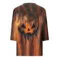 thumbnail image 5 of Tops for Women Plus Size Halloween Pumpkin 3/4 Sleeve Printed Casual Crewneck Loose T Shirt Blouses Shirts Multicolor XL, 5 of 5