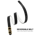 thumbnail image 4 of Earnda Women Reversible Leather Belt Two-in-One Fashion Ladies Gold Buckle Belt Black White Large, 4 of 6
