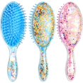 thumbnail image 1 of wonima11 2 Pieces Kids Wet Hair Brush Confetti Glitter Detangler Set Soft Bristles Massage Brush for Baby Kids Girls Christmas Holiday Presents(Rabbit and Unicorn), 1 of 1