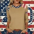 thumbnail image 2 of MEICHEN Ladies' American 250th Anniversary Patchwork Print 3/4 Sleeve 3/4 Sleeved Top Summer T Shirts for Women, 2 of 5