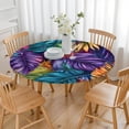 thumbnail image 3 of Colorful Leaf Pattern Round Fitted Tablecloth with Elastic Edge,Dining Table Cover Waterproof,Outdoor Round Tablecloth for Camping,Dining,Indoor and Outdoor, 3 of 7