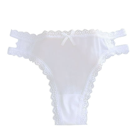 

wendunide womens underwear New Sexy Fashion Lace Lingerie Underwear Lace Bow Pants Lace Low Waist Underwear Women s Panties White One Size