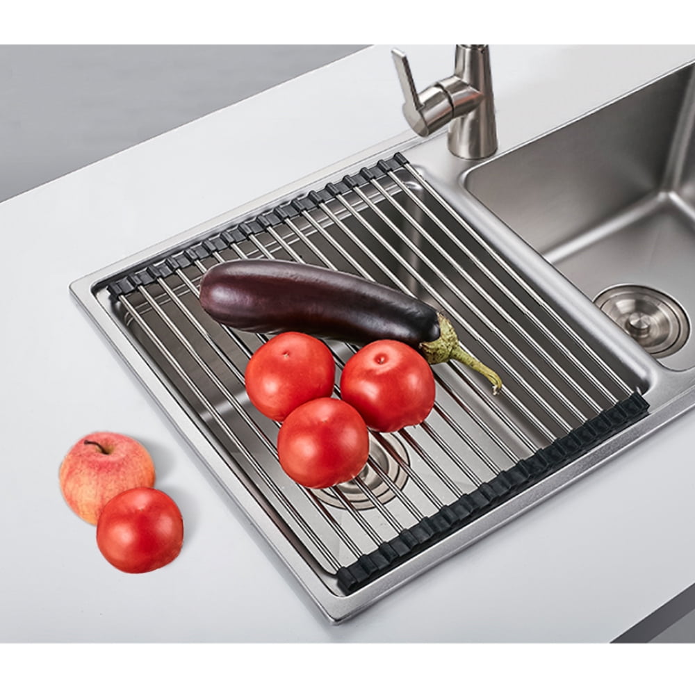 Grand Fusion Over Sink Roll-Up Dish Drying Rack with Silicone Drip Tray,  Gray, each - Fry's Food Stores