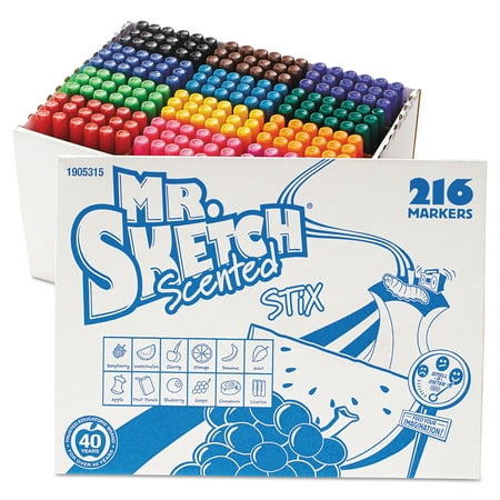 Mr. Sketch Scented Stix Watercolor Markers, Fine Point, 12 Colors, 216/Set -SAN1905315