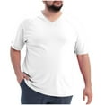 thumbnail image 5 of FRSASU Men's V Neck Cotton T Shirts Regular Big and Tall Short Sleeve Tee Summer Clothing White, 5 of 7