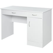 HOMCOM Stylish Computer Study Writing Desk Workstation Table with Two Drawers & Locker for Home Office & Study, White