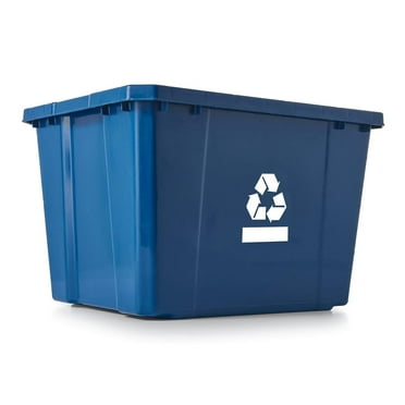WDNMD9418 Medium Curbside Blue Box, Plastic 17 Gallon/64 litre Home Trash Can Refuse and Recycling Bin Container with Built-in Handles