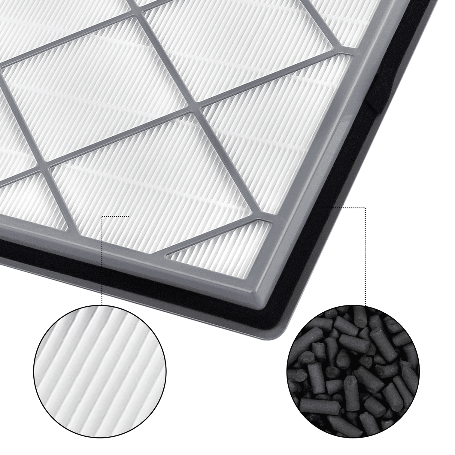 1 pack HE402 Replacement Filter for Shark 4 Fan Air Purifier, Compatible with Shark HE402 HE401 HE4FKPET HEPA Filters, Grey