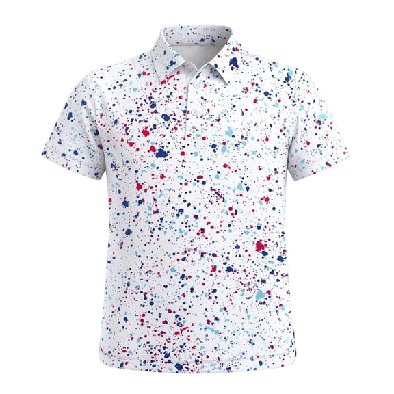 CONROSES Mens Short Sleeve Polo Shirts Graphic Collared Polo Shirt for Men Casual Golf Shirts